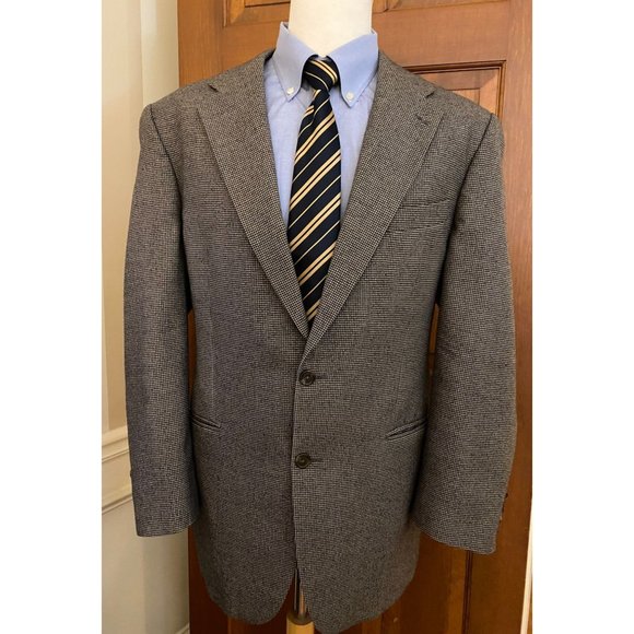 Chaps Ralph Lauren Houndstooth Sport Coat Mens 44R Wool Two-Button Jacket Blazer - Picture 1 of 13